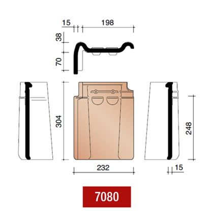 Picture of Koramic stormpan 44 gevelpan links zwart geglazuurd