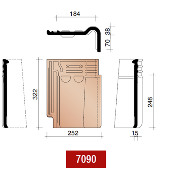 Picture of Koramic storm tile 993 gable tile right red