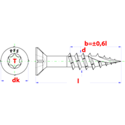 Afbeeldingen van PFS+ houtschroef torx Ø6x200 geel verzinkt (100st)