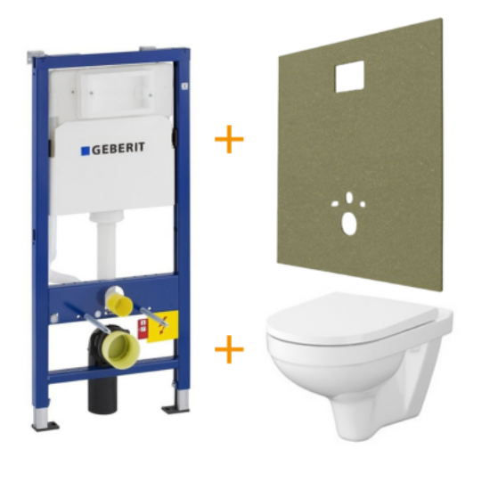 Afbeeldingen van Hangtoilet Set met MDF plaat + toiletbril softclose