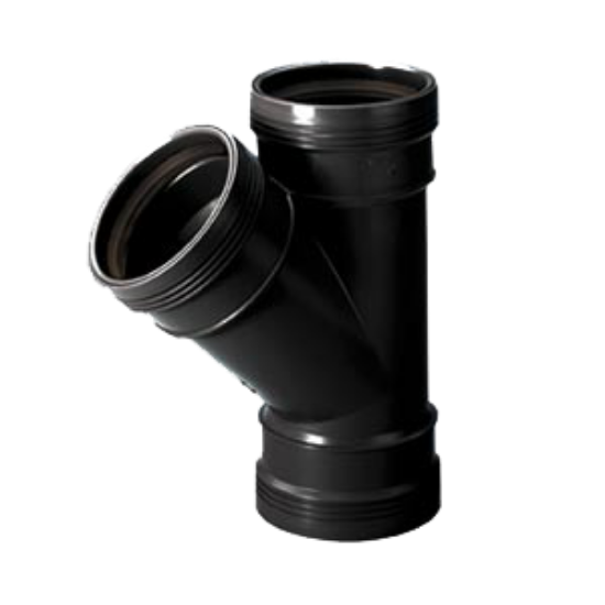 Afbeeldingen van Wafix PP T-stuk  45° 2m D75 Zwart